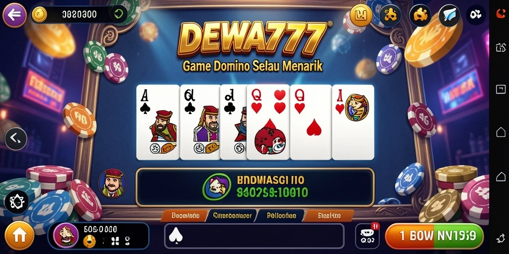 Tampilan gameplay seru dari DEWA777 dengan kartu Domino.