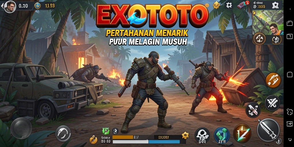 Tampilan gameplay menegangkan dari EXOTOTO saat menara aktif.