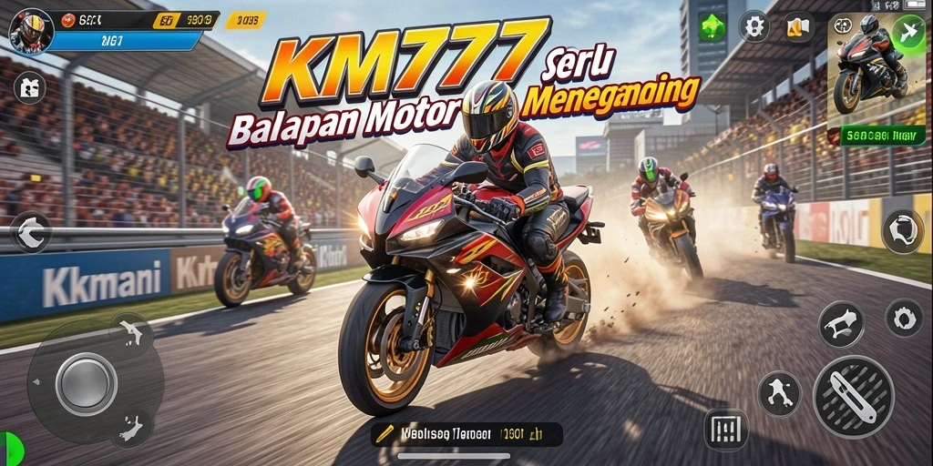 Gameplay seru balapan motor di KM777 dengan berbagai trek menantang.