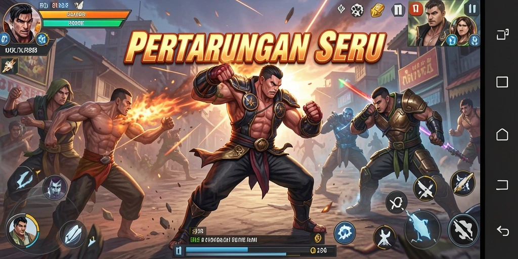 Tampilan gameplay OLX888 yang intens dan menegangkan saat bertarung.
