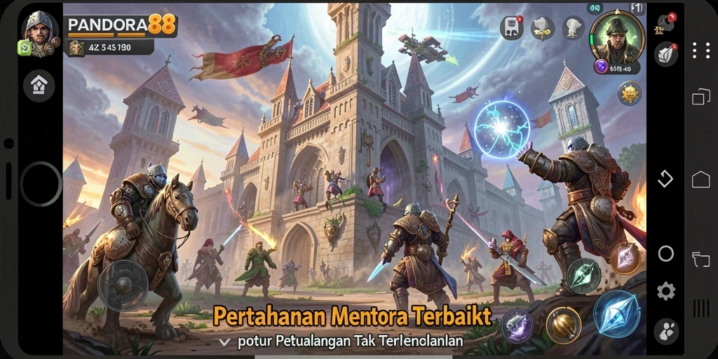 Tangkapan layar menampilkan aksi strategis dalam game Tower Defense.