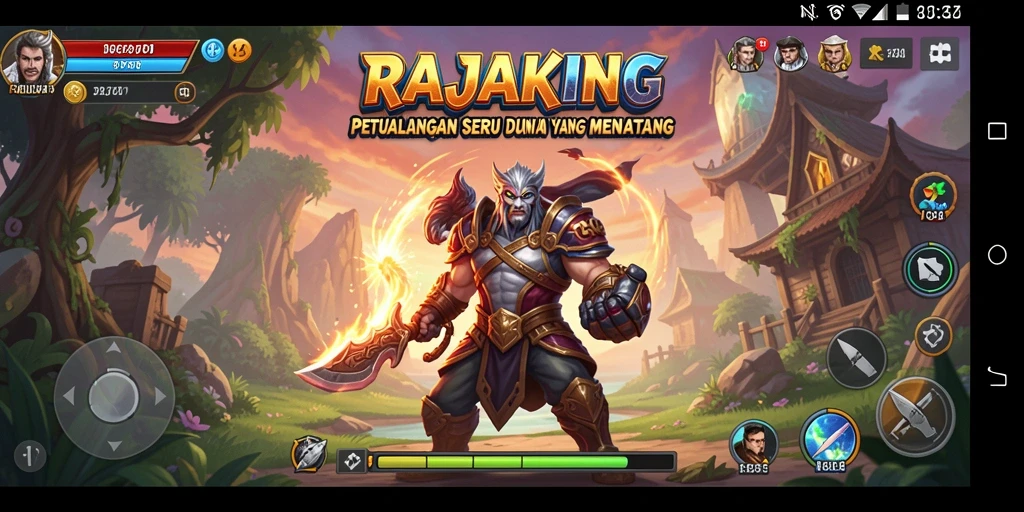 Screenshot gameplay RAJAKING menunjukkan eksplorasi dunia yang penuh tantangan.