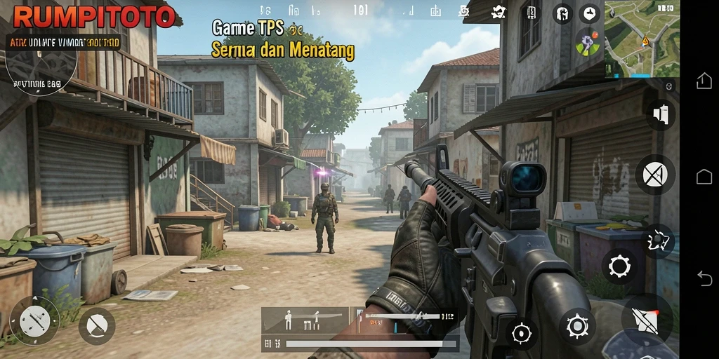Tampilan gameplay RUMPITOTO yang menegangkan dalam misi TPS.