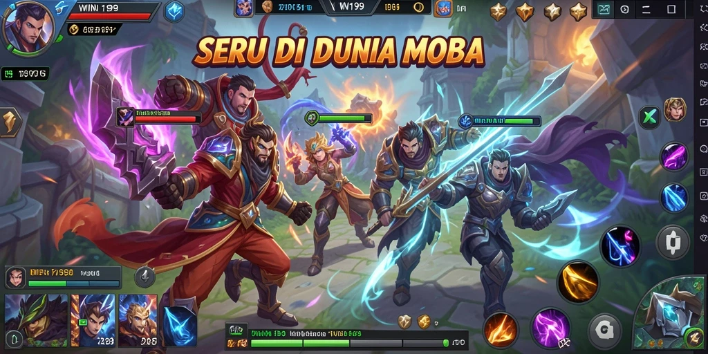 Tampilan gameplay seru dan dinamis dari WIN199 MOBA.